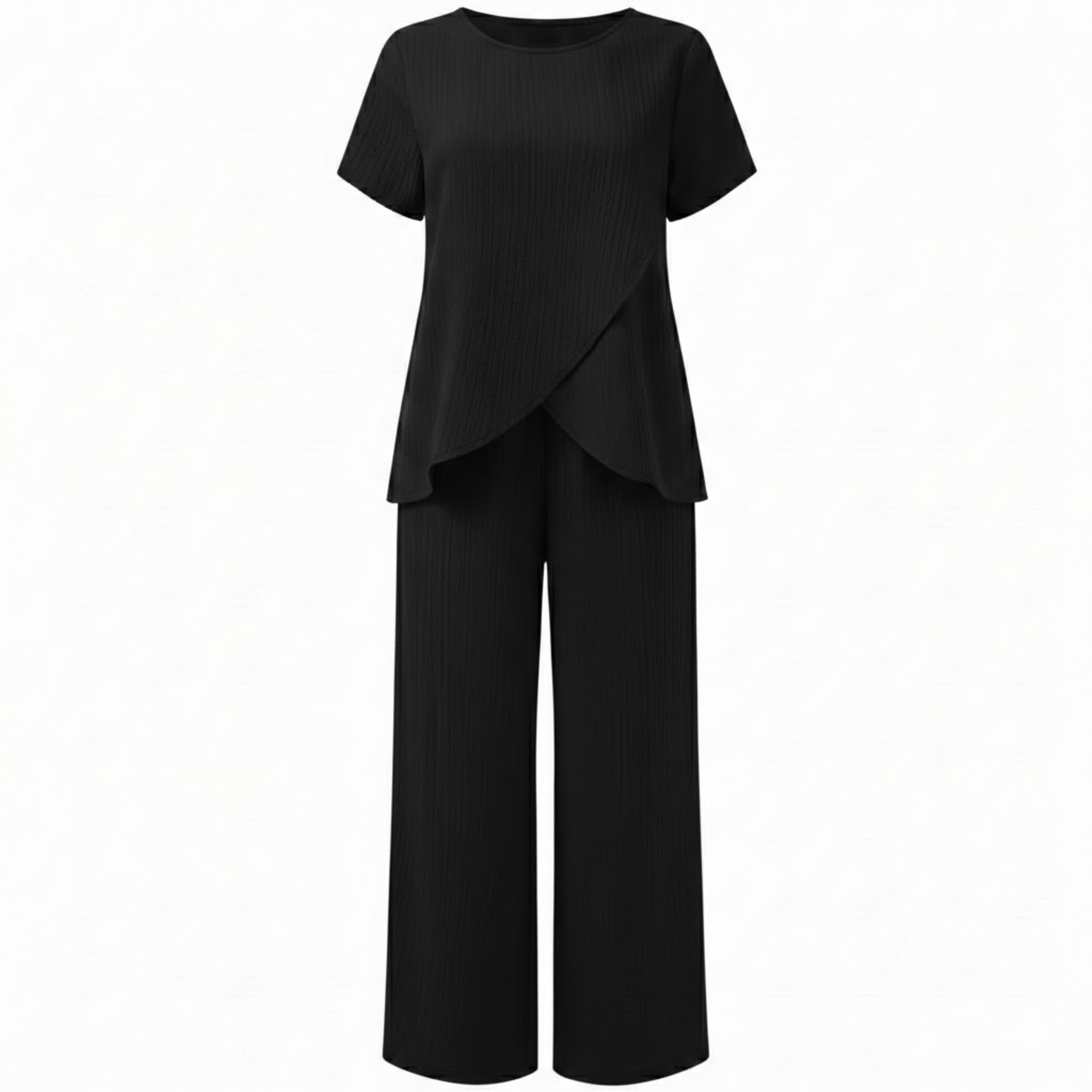 Lia | Women's Two Piece Set Irregular Split Top and Wide Leg Trousers Casual Suit