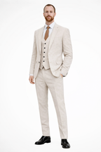Liam | Men Linen Three Piece Wedding Guest Suit Blazer Trousers and Waistcoat Set