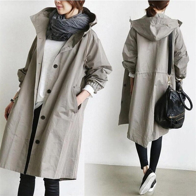 Lia - Women's Waterproof Rain Trench Coat with Hood
