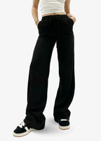 Hanna | Black Linen-Look Trousers