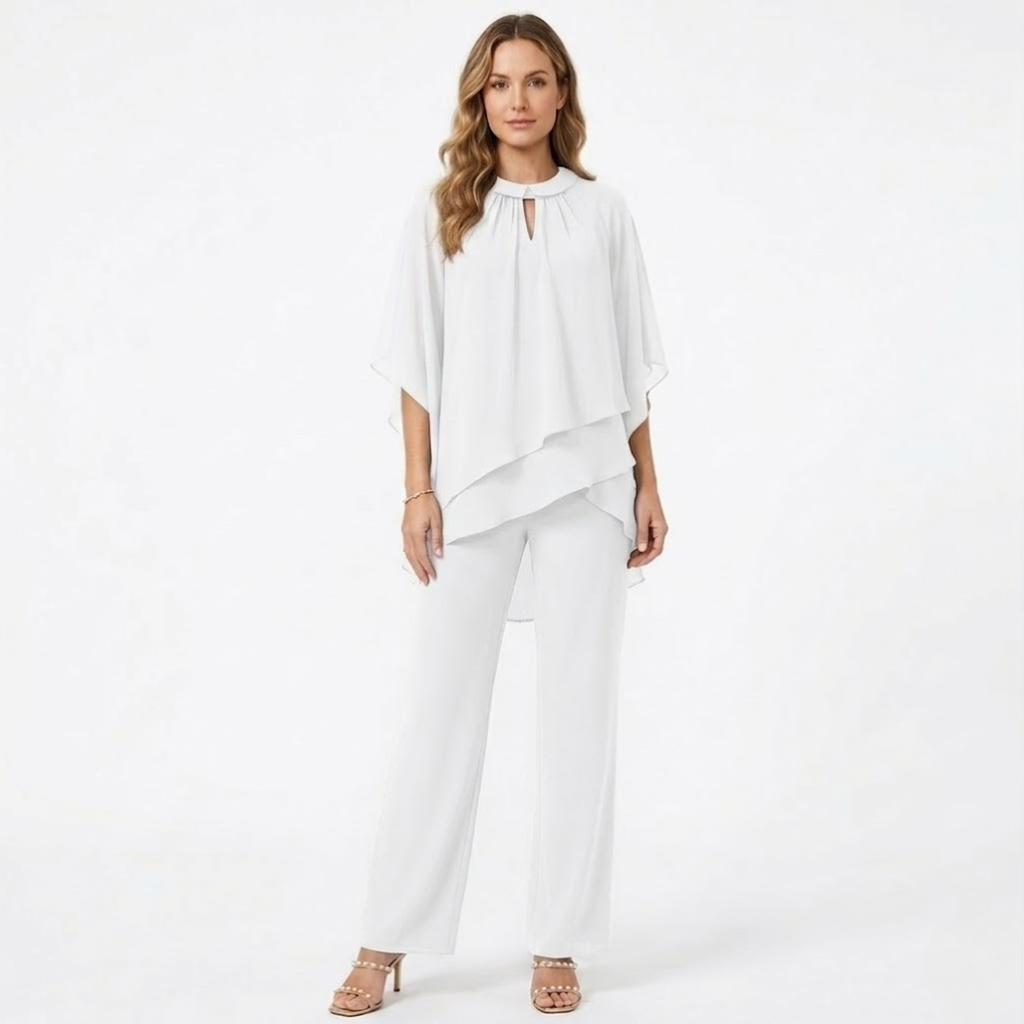 Lia | Pantsuit Elegant Chiffon Two Piece Set Formal Evening Guest Trouser Suit