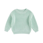 ISA | Suefunskry Newborn Baby Girl Boy Knitted Long Sleeve Autumn Winter Sweater Solid Loose Sweater Casual Tops Kids Clothing 3M-5Y