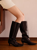 Carly -  Shiny Mid Heel Boots