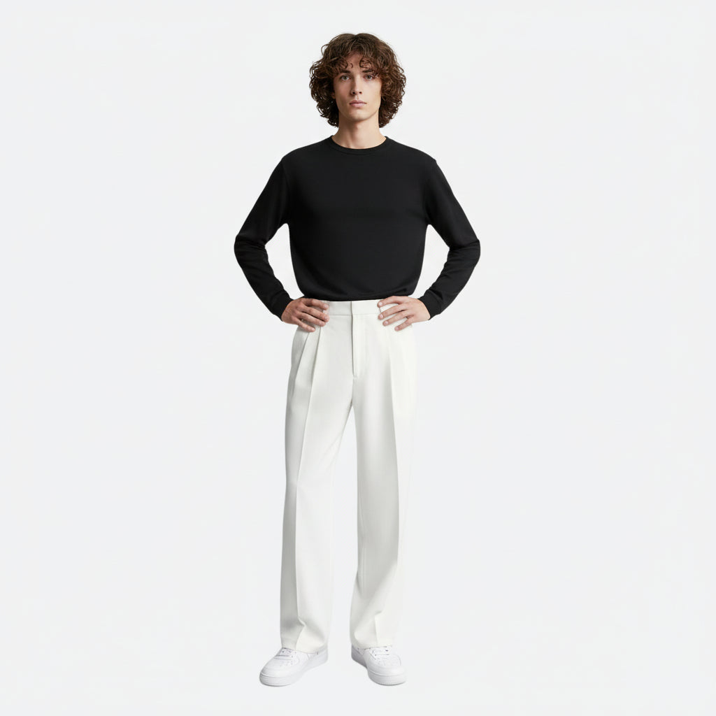 Carl - Men's Straight-Cut Pleated Trousers