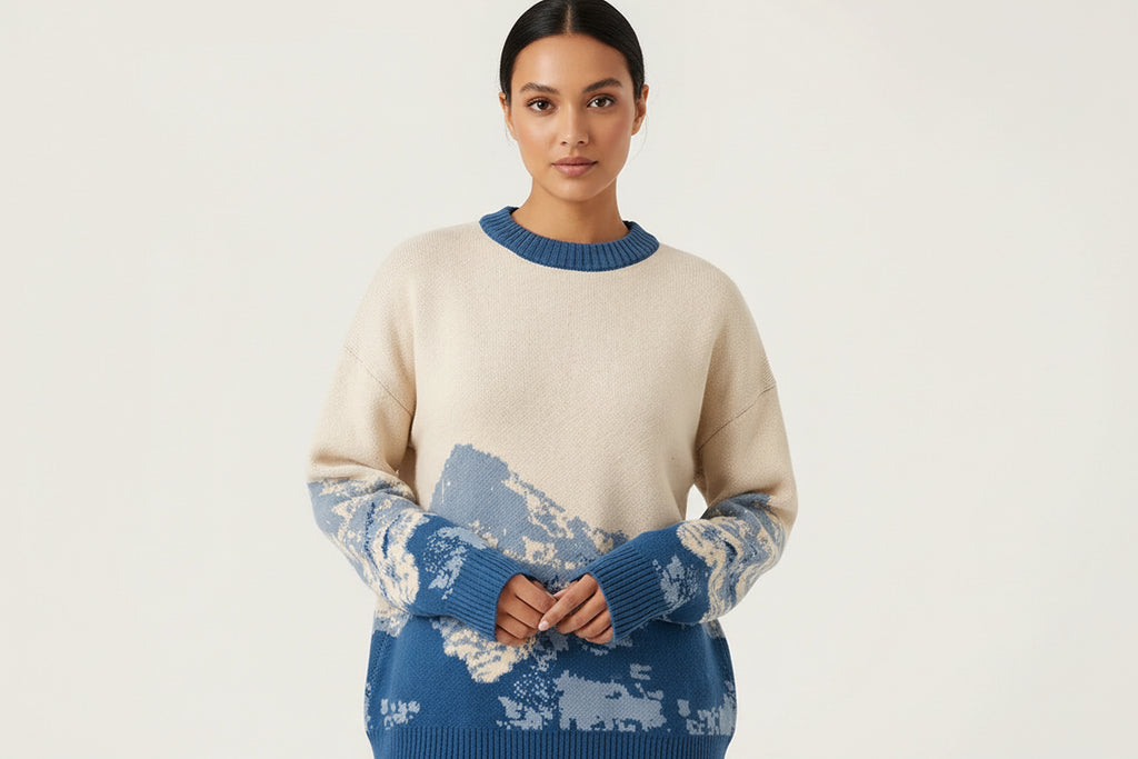 Mountain Landscape Knitted Sweater - Amy