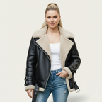 Biker Women's Winter Jacket with Teddy Lining - Amy