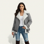 Biker Women's Winter Jacket with Teddy Lining - Amy