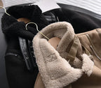 Biker Jacket with Teddy Lining for Women - Amy