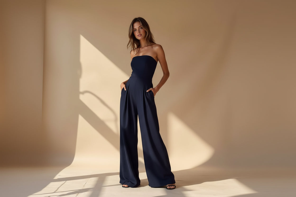 Aliya | Elegant Strapless Jumpsuit with Corset Look