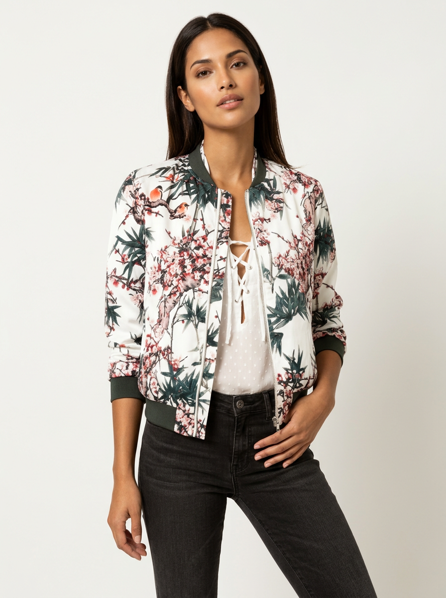 Floral Bomber Jacket for Women