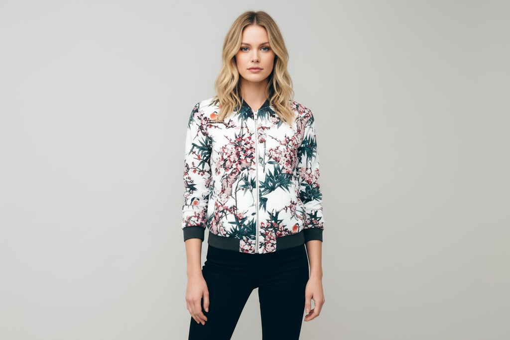 Floral Bomber Jacket for Women