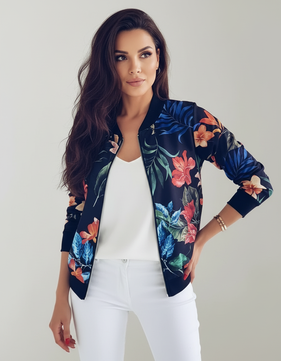 Floral Bomber Jacket for Women