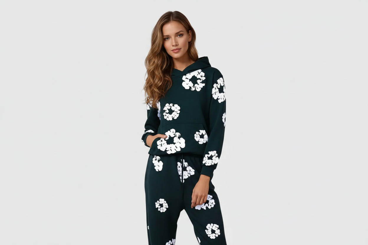 Floral Print Tracksuit Set with Hoodie and Joggers - Amy
