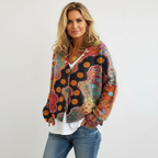 Bohemian Multicolor Vest with Buttons and V-Neck - Amy
