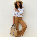 Bohemian Women's Blouse with Gold Embroidery - Amy