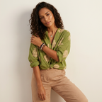 Bohemian Women's Blouse with Gold Embroidery - Amy