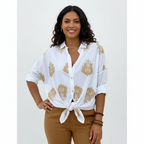 Bohemian Women's Blouse with Gold Embroidery - Amy