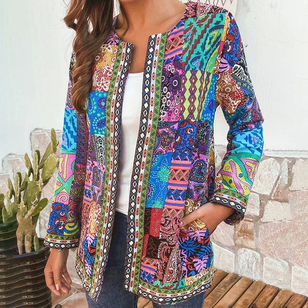 Bohemian Women's Vest with Colorful Patchwork - Amy