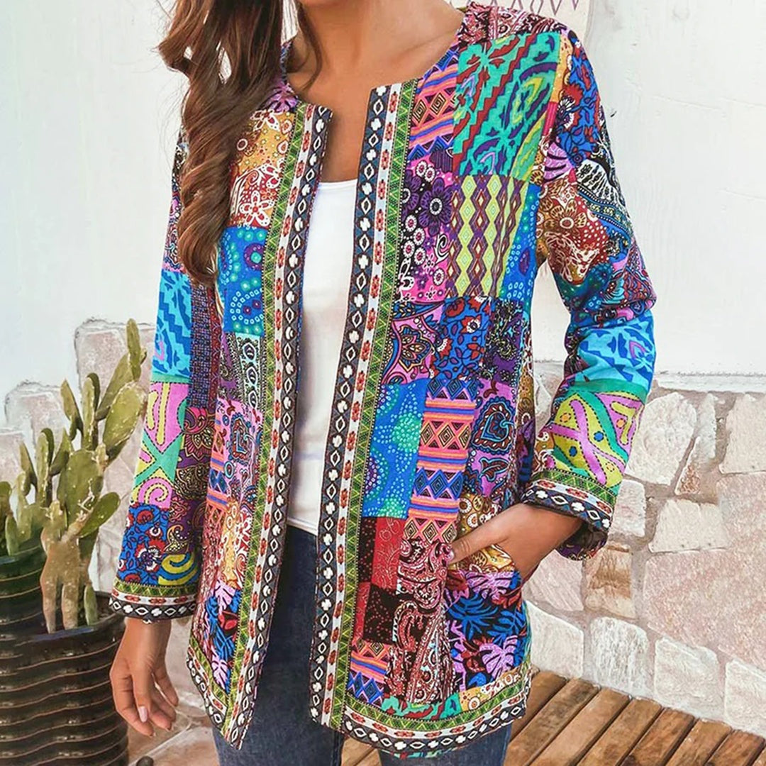 Bohemian Women's Vest with Colorful Patchwork - Amy