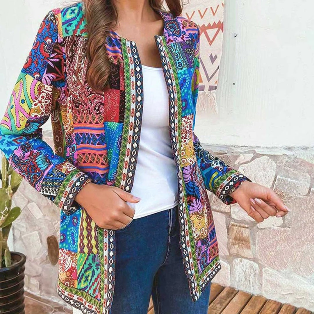 Bohemian Women's Vest with Colorful Patchwork - Amy