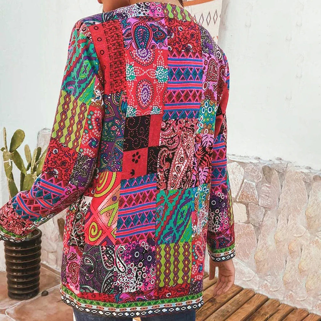 Bohemian Women's Vest with Colorful Patchwork - Amy