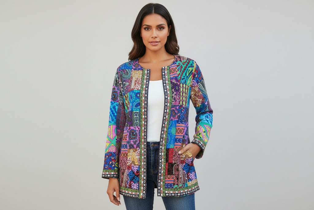 Bohemian Women's Vest with Colorful Patchwork - Amy