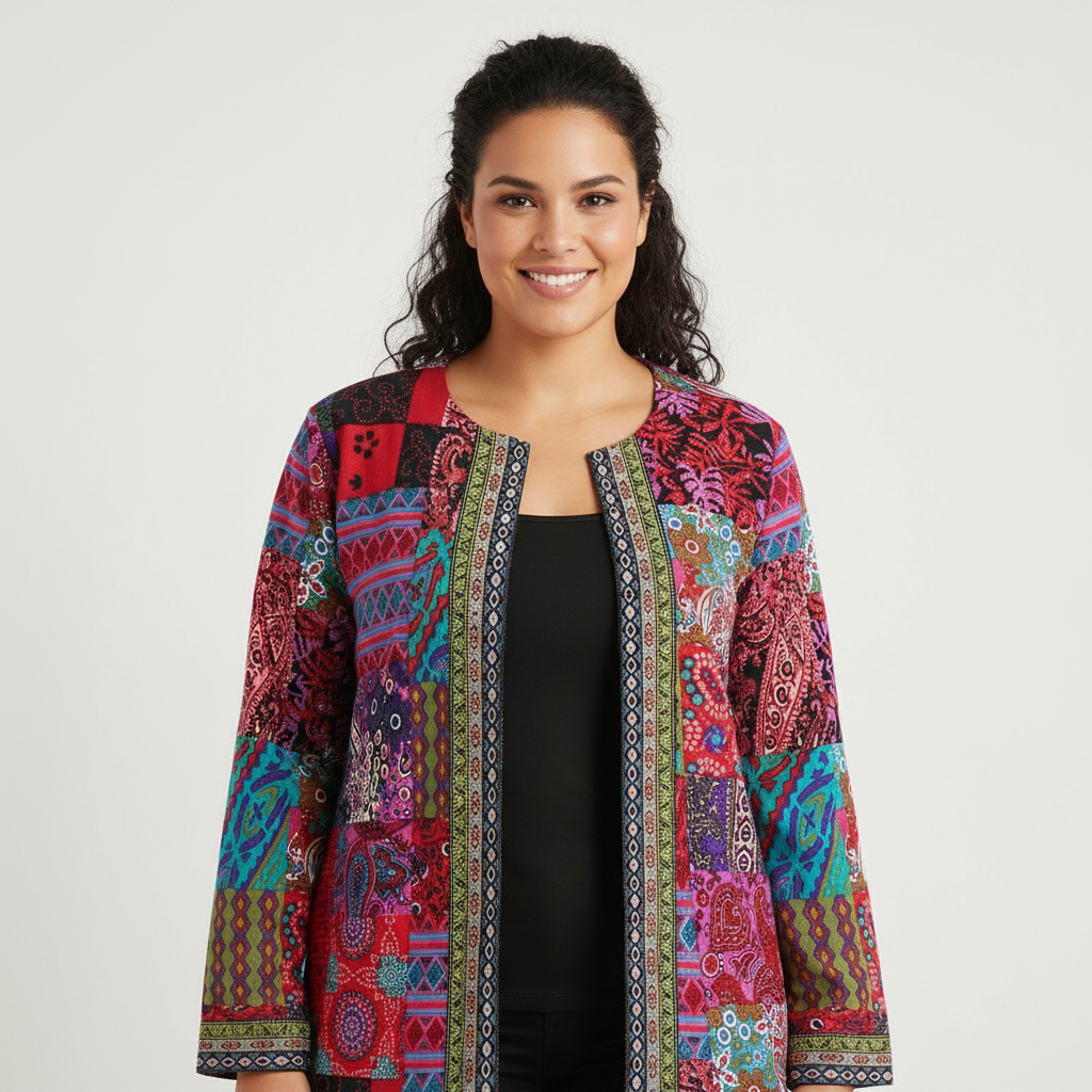 Bohemian Women's Vest with Colorful Patchwork - Amy