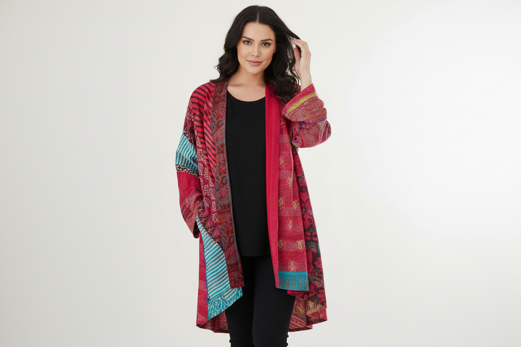 Bohemian Oversized Women's Vest with Artistic Print - Amy