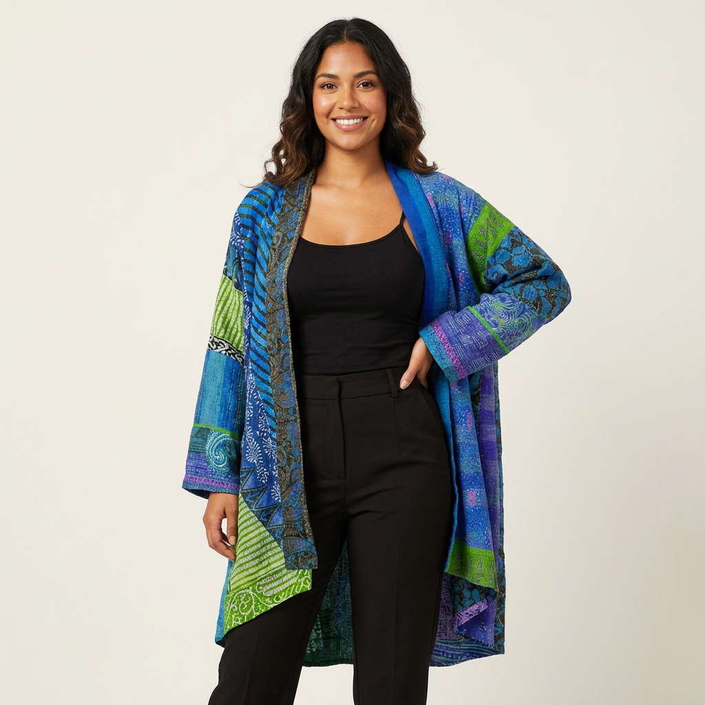 Bohemian Oversized Women's Vest with Artistic Print - Amy