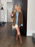 Brown Suede-Look Women's Jacket - Esra
