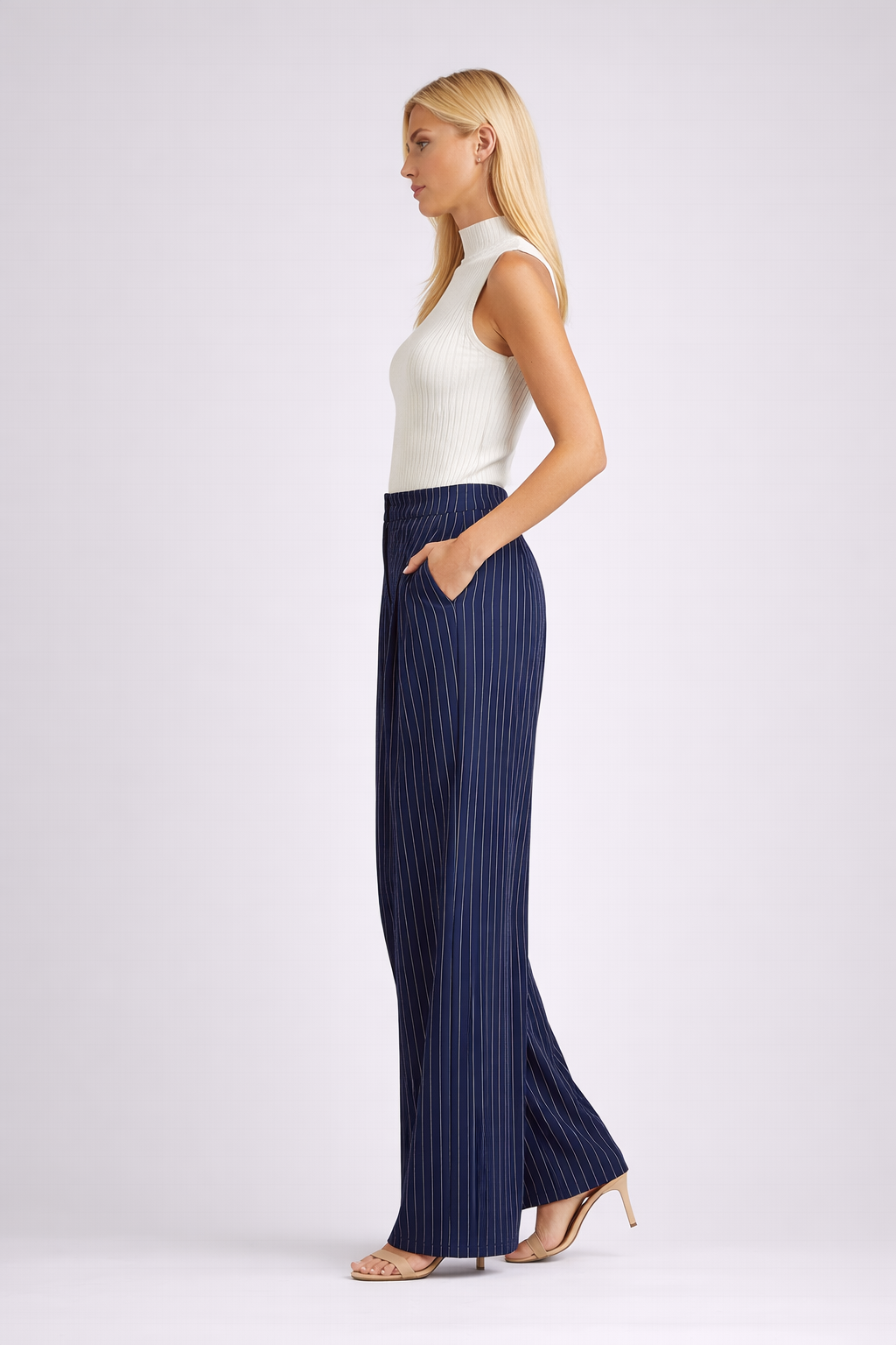 Louisa Esra | Pinstripe Wide Leg Pantalon