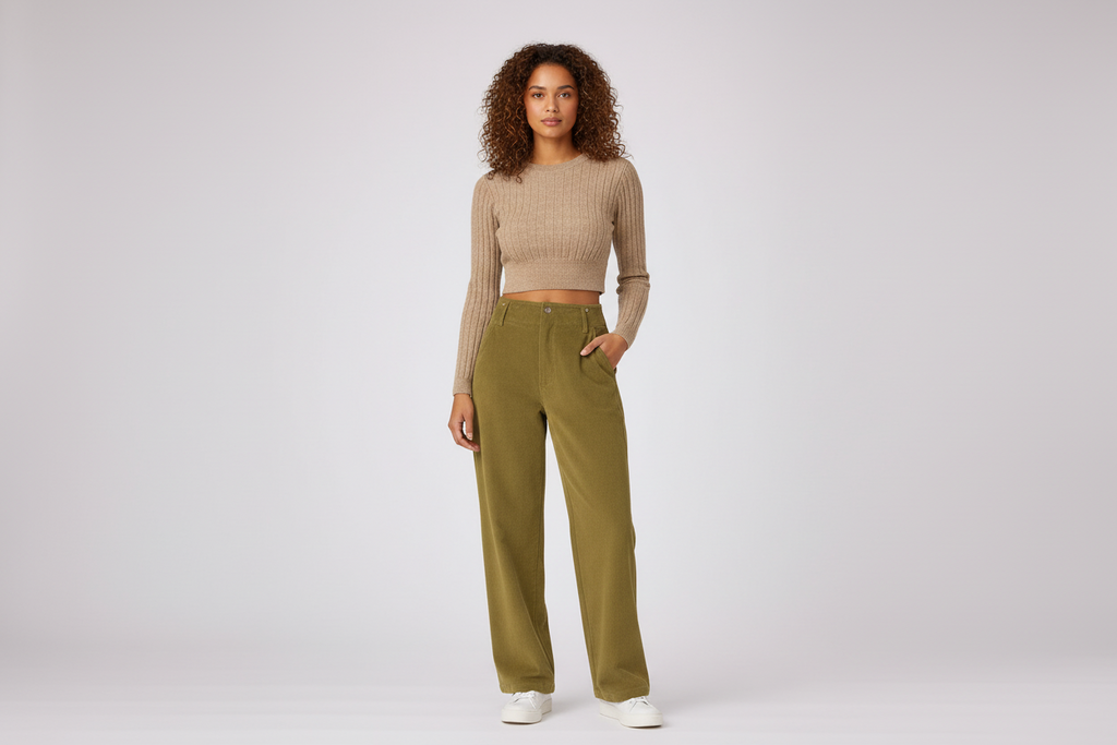 Victoria — High-Waist Corduroy Wide-Leg Trousers