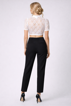 Angelina | Lace High Neck Crop Blouse