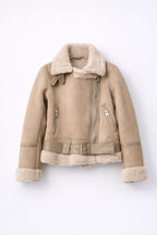 Julia — Winter Suede‑Look Biker Jacket with Faux Fur