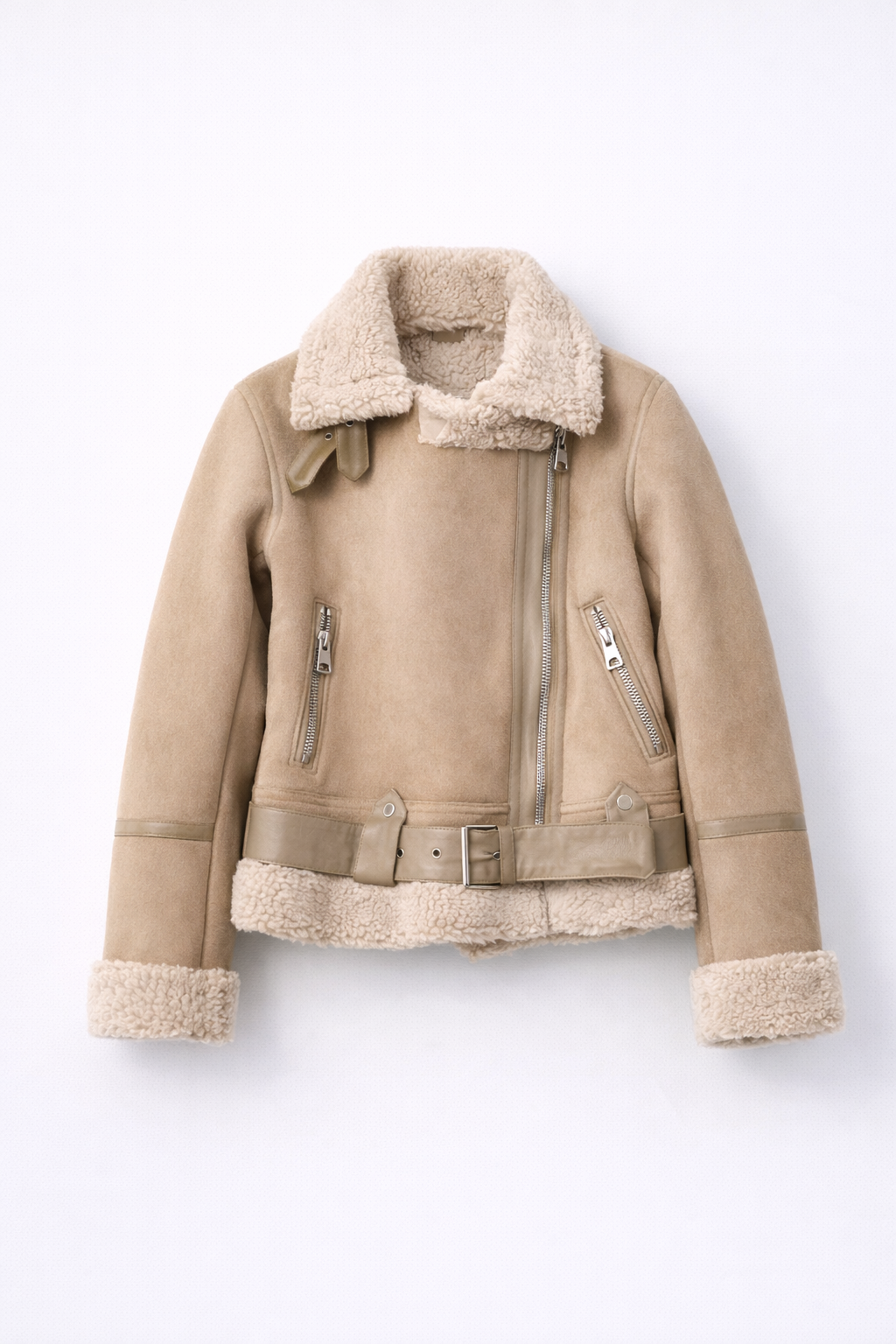 Julia — Winter Suede‑Look Biker Jacket with Faux Fur