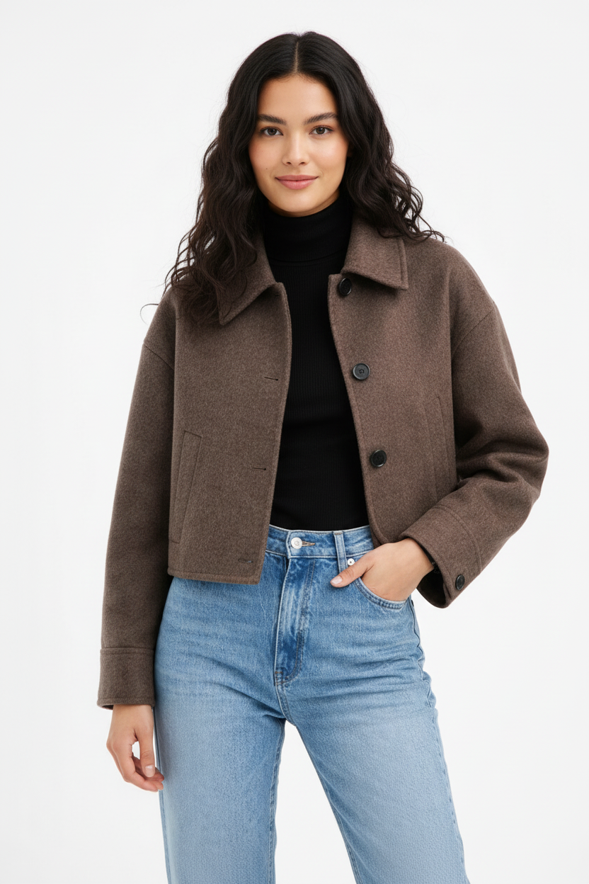 Riley | Autumn – Wool Feel Oversized Short Coat
