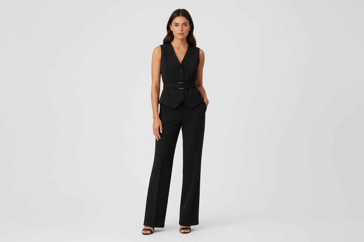 The Mae Elisa Tailored Vest & Wide Leg Pants