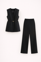 The Mae Elisa Tailored Vest & Wide Leg Pants