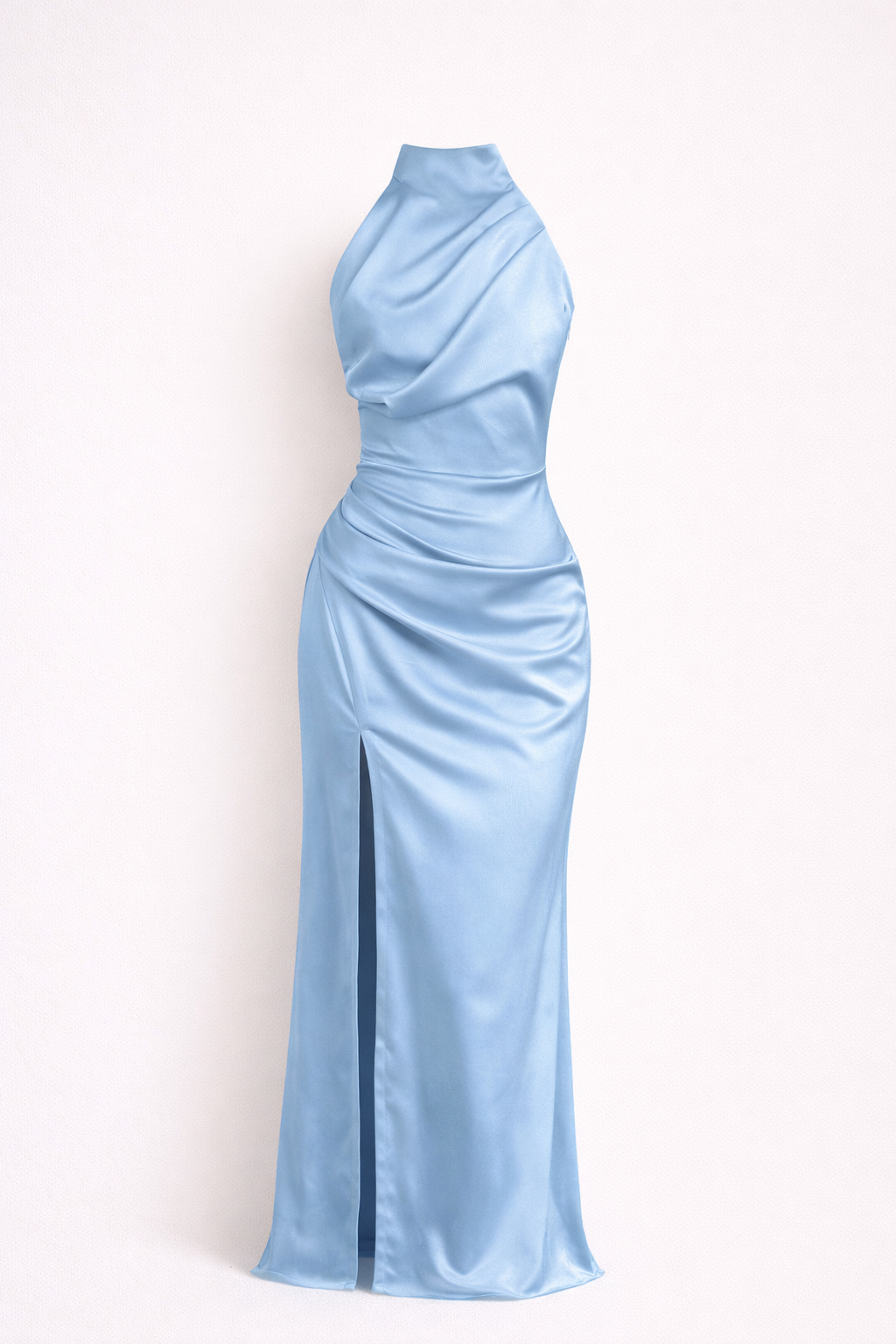 Kira -  Azure Silk Drape Dress