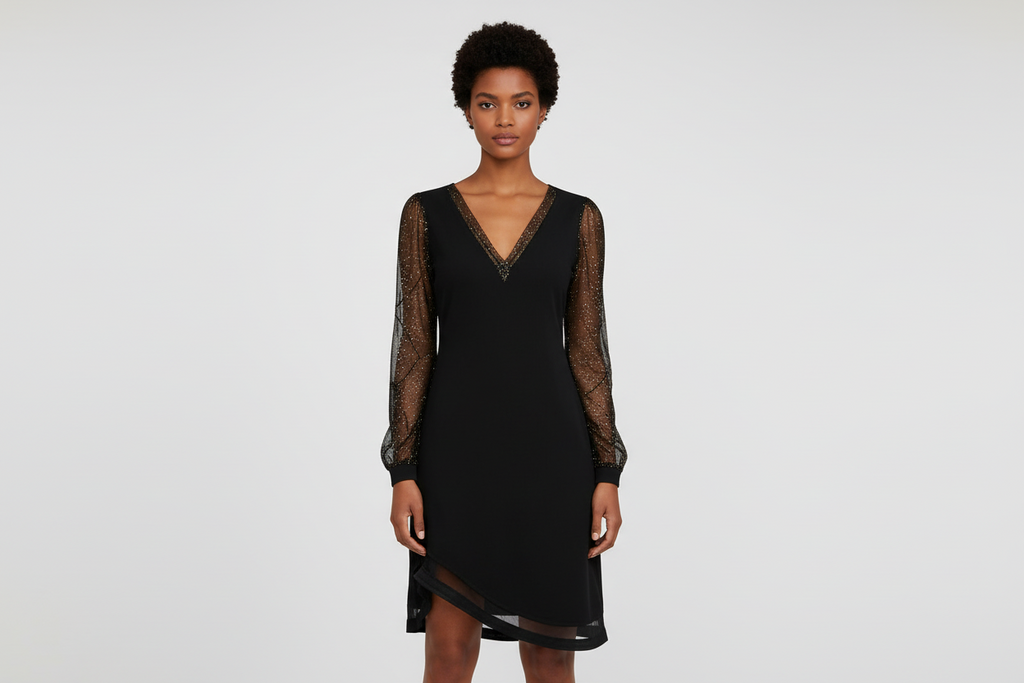 The Amira Esra Midnight Sheer Elegance Dress