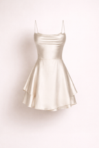 Ely | Champagne Satin Flare Dress