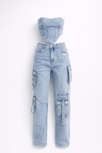 Lisa Maria - Spring/Summer Denim-Feel Strapless Corset Top
