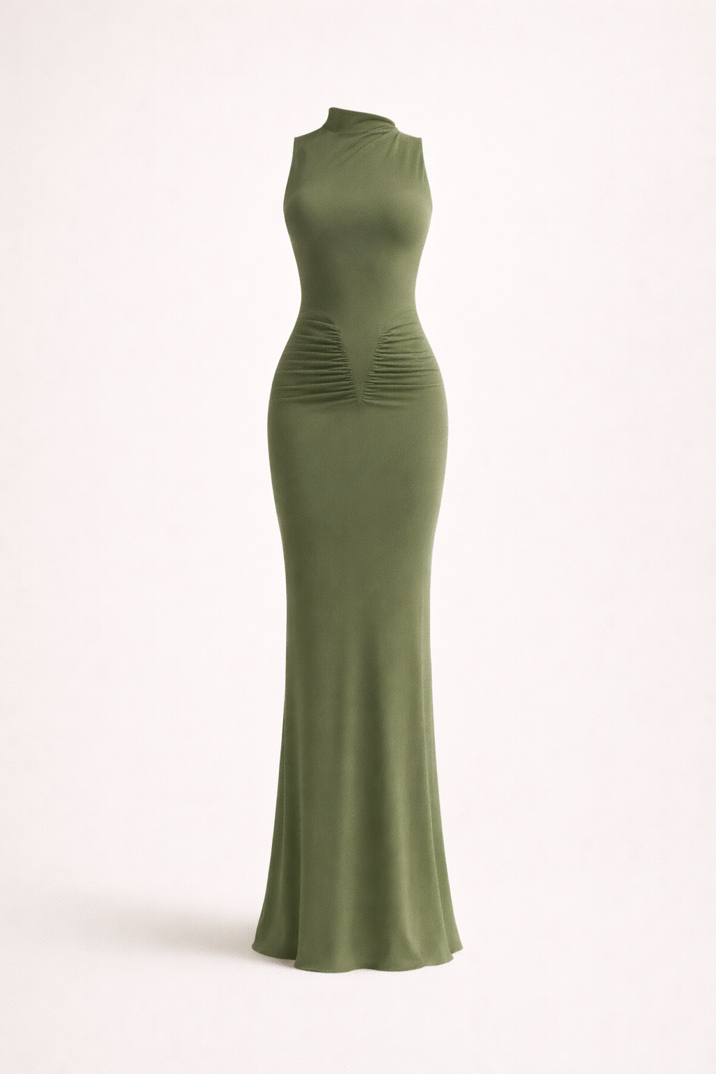 Saida | Olive Sculpt Maxi Dress