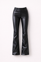 Celena - Faux Leather Flared Trousers