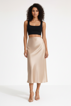 Elly - Satin Flow Midi Skirt
