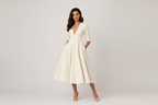 The Louisa Mae Elegant Midi Dress with V-Neck