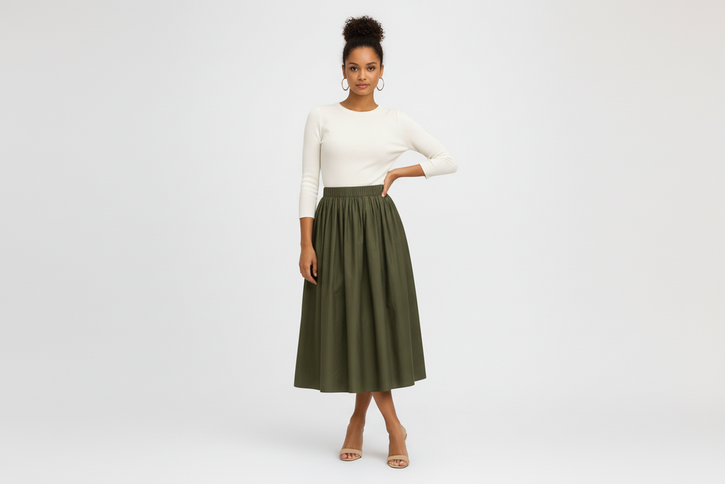 Isabelle - Elegant Midi A-Line Skirt