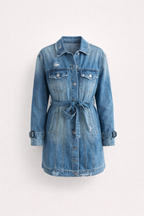 The Yasmina Elisa Casual Denim Belted Jacket Dress
