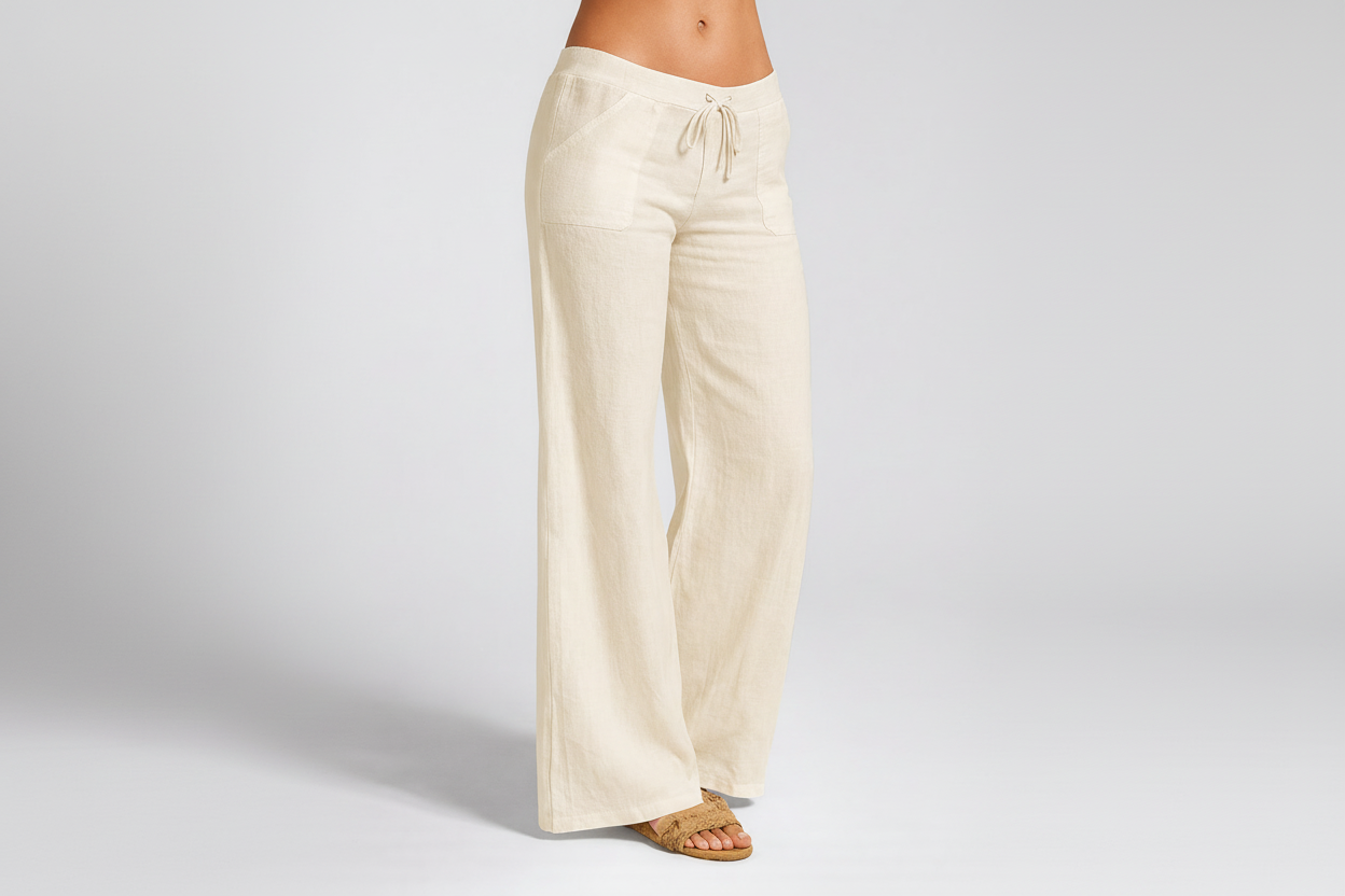 Christy - Summer Linen Blend Wide Leg Trousers
