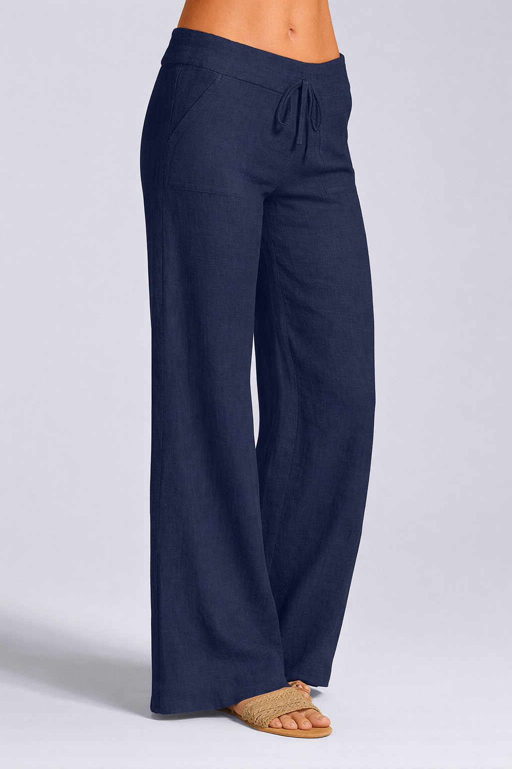 Christy - Summer Linen Blend Wide Leg Trousers